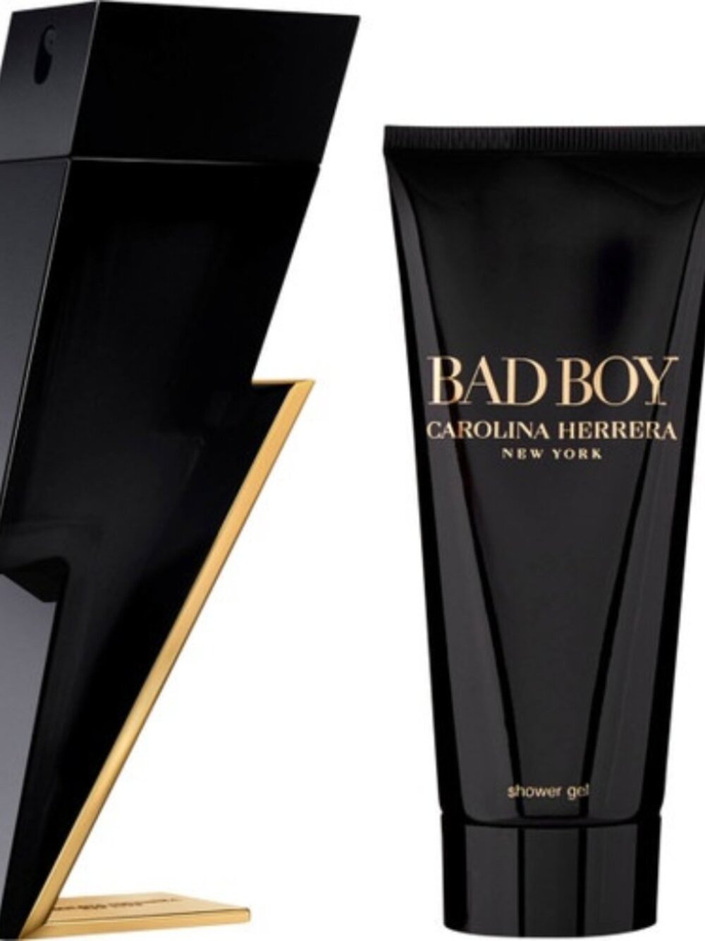 Carolina Herrera Bad Boy Set-Black Pouch,Shower Gel&EDT Sample,Woody-3pc-BOX-NEW - Picture 4 of 16